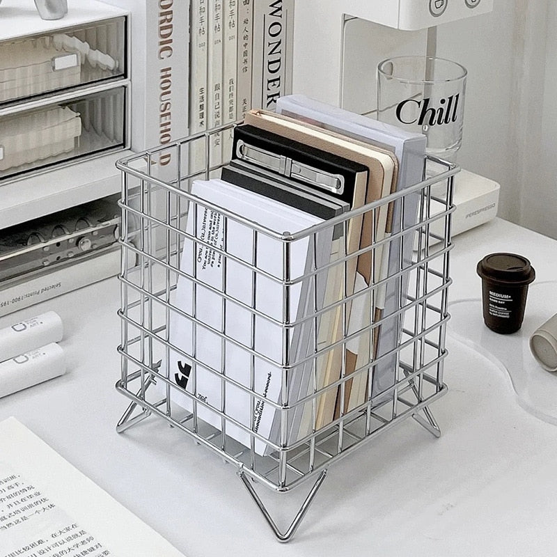 6 Colors Iron Storage Rack Desktop Book Pen Storage